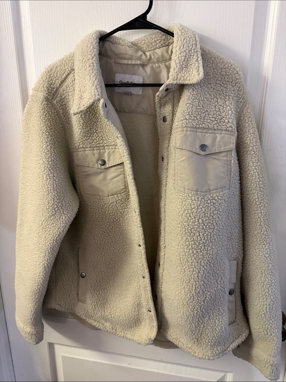Goodfellow & Co Cream Sherpa Shirt Jacket